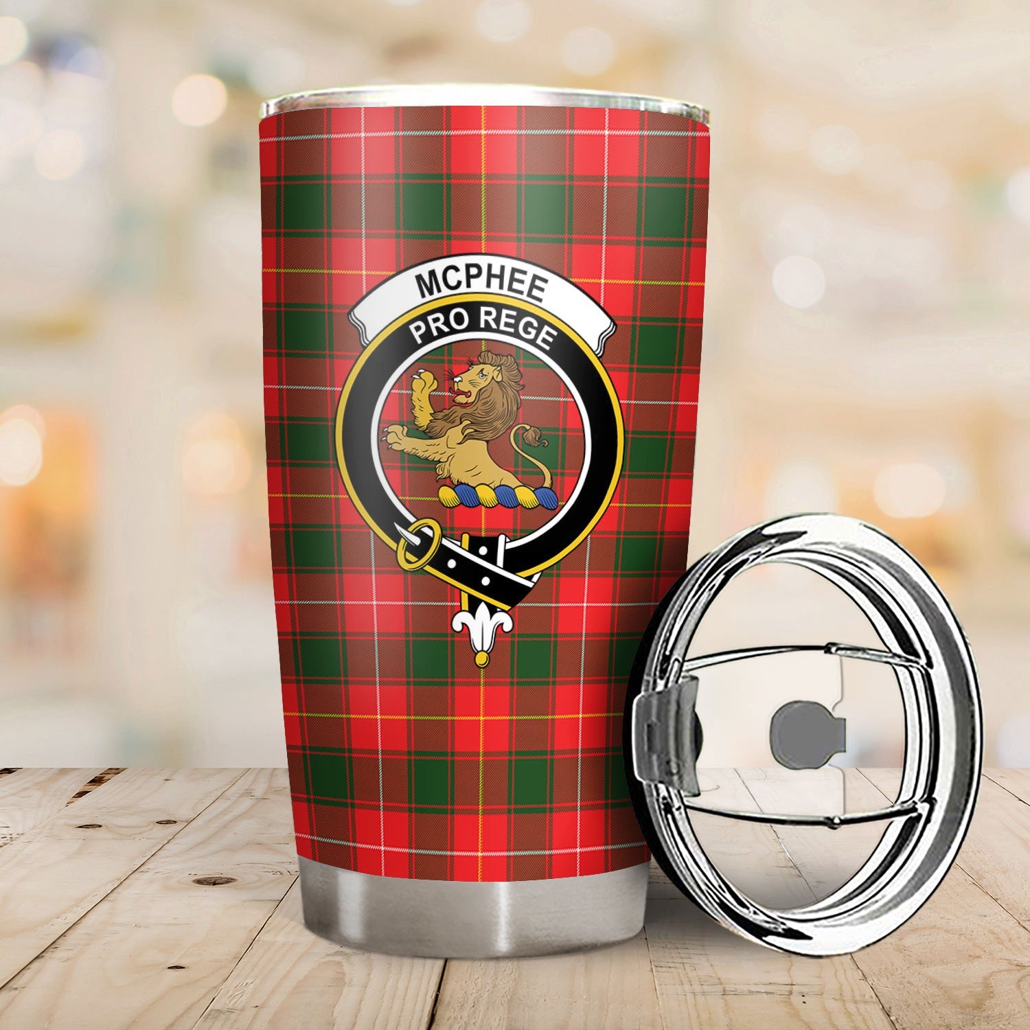 Clan McPhee Tartan Crest Tumbler KK32 Clan Hall Tartan Today   