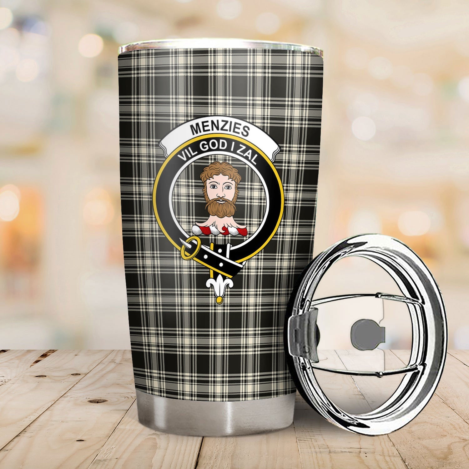 Clan Menzies Black _ White Ancient Tartan Crest Tumbler ND21 Clan Menzies Tartan Today   