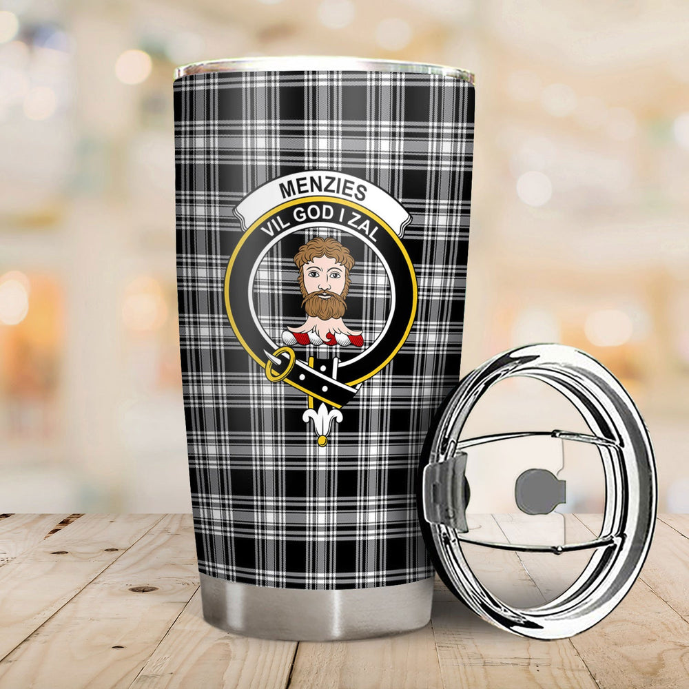 Clan Menzies Black _ White Modern Tartan Crest Tumbler XA15 Clan Menzies Tartan Today   