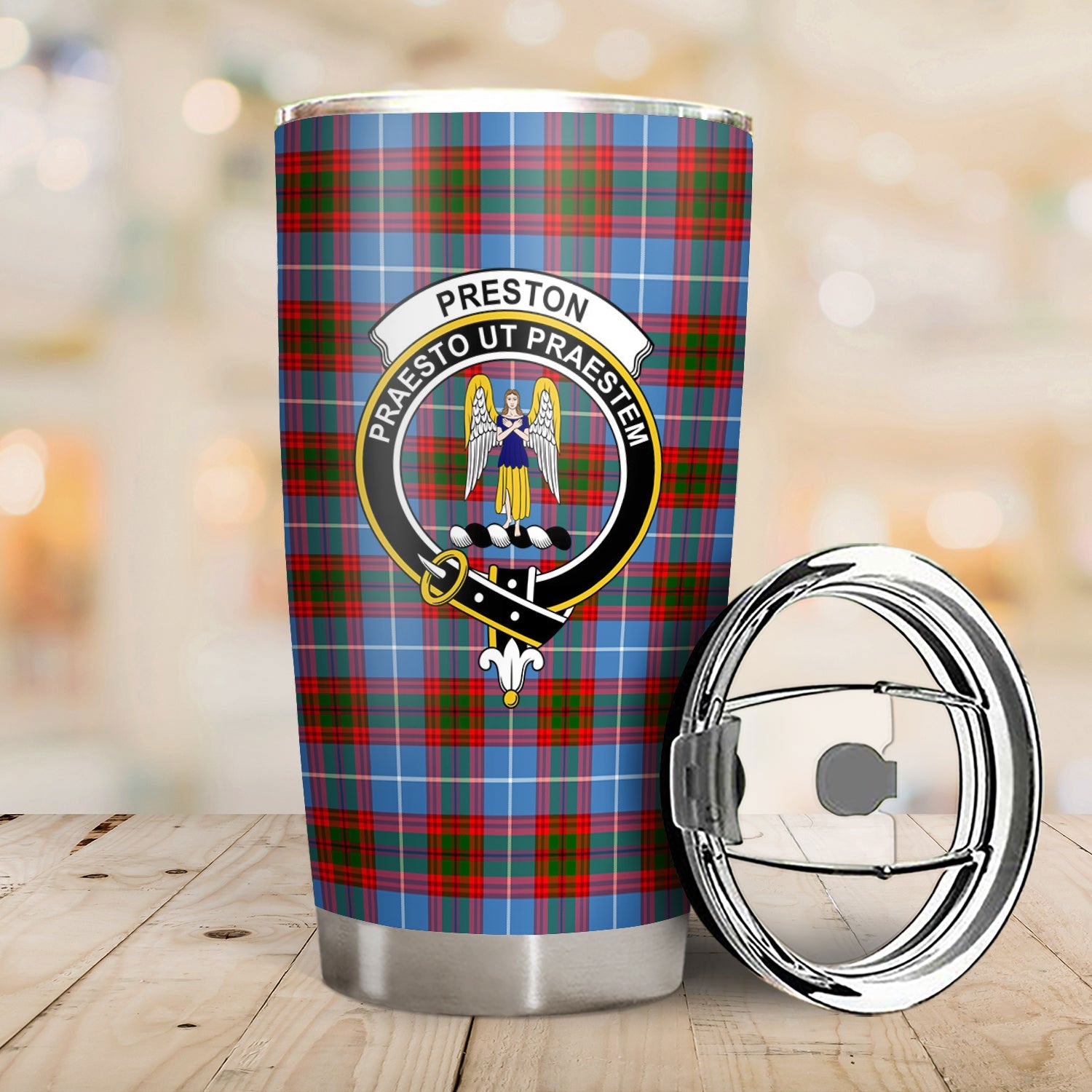 Clan Preston Tartan Crest Tumbler BW16 Clan Preston Tartan Today   