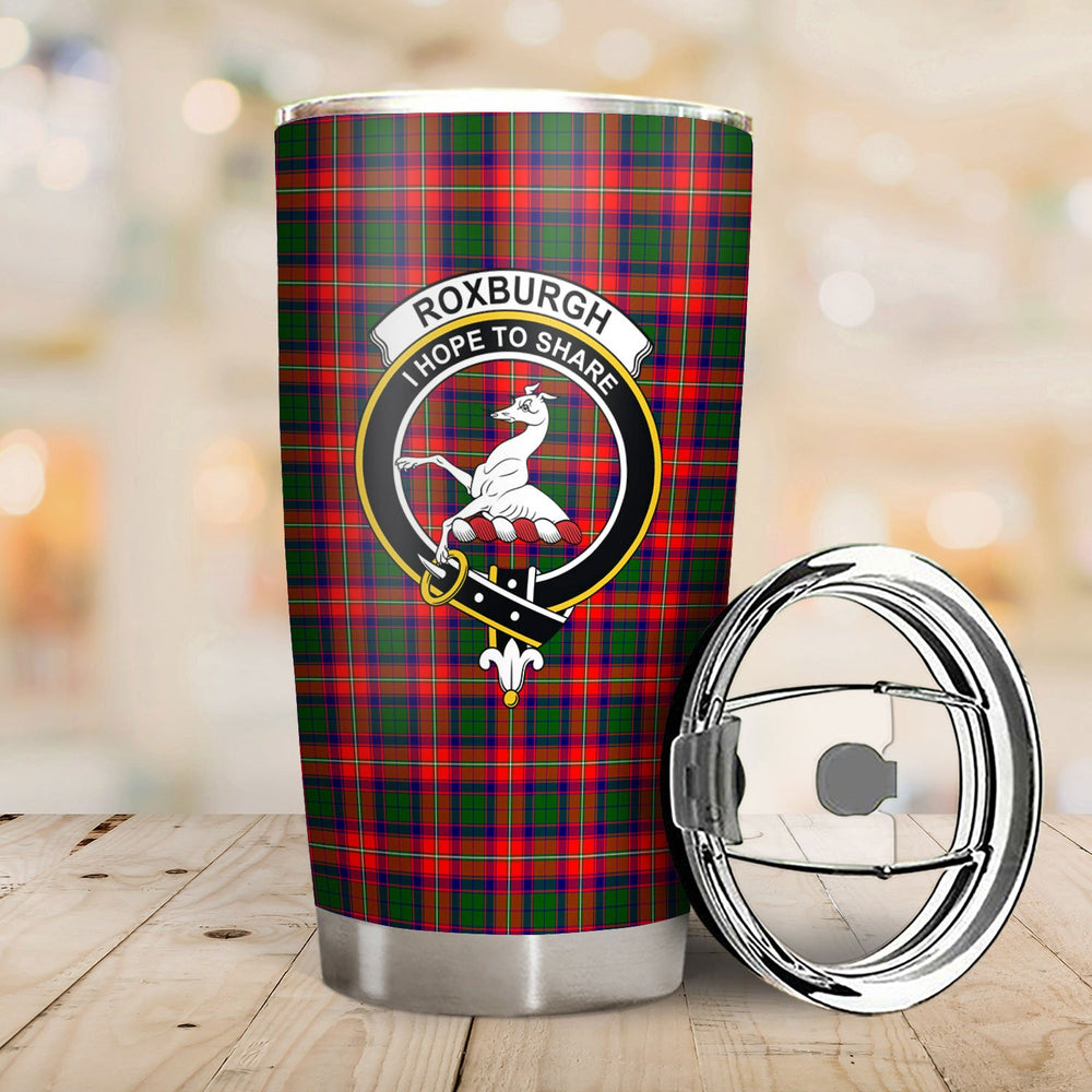 Clan Roxburgh District Tartan Crest Tumbler LC95 Clan Hall Tartan Today   