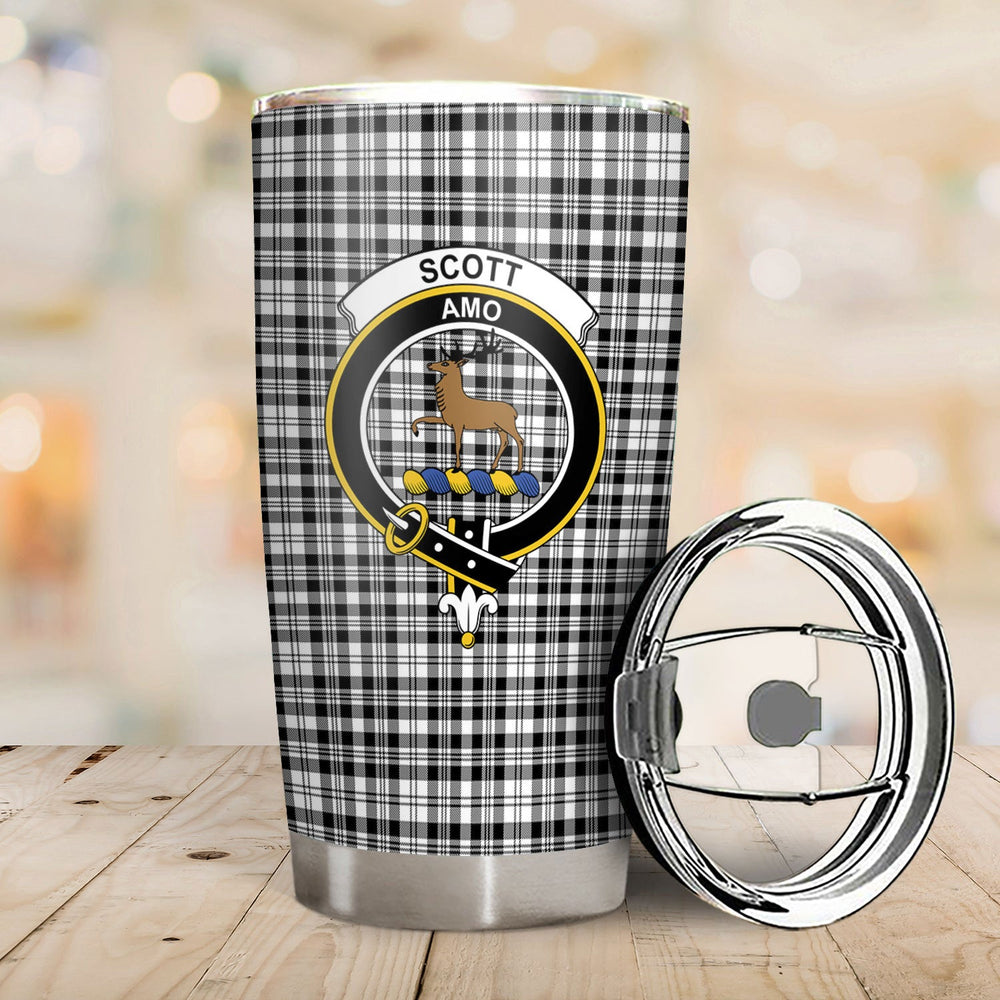 Clan Scott Black & White Modern Tartan Crest Tumbler WZ29 Clan Scott (Scott Tartan) Tartan Today   
