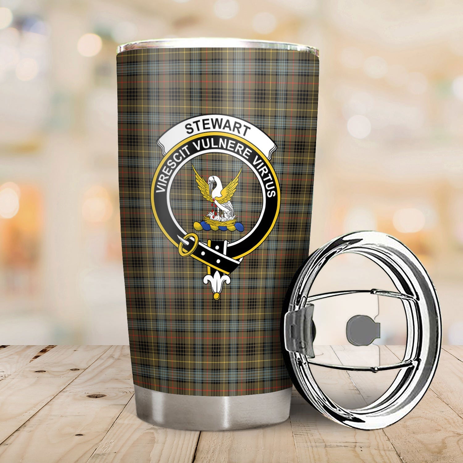 Clan Stewart Hunting Weathered Tartan Crest Tumbler BG95 Clan Stewart Tartan Today   
