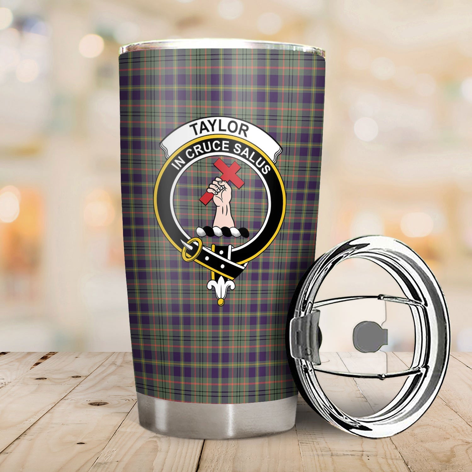 Clan Taylor Weathered Tartan Crest Tumbler RC24 Clan Taylor Tartan Today   