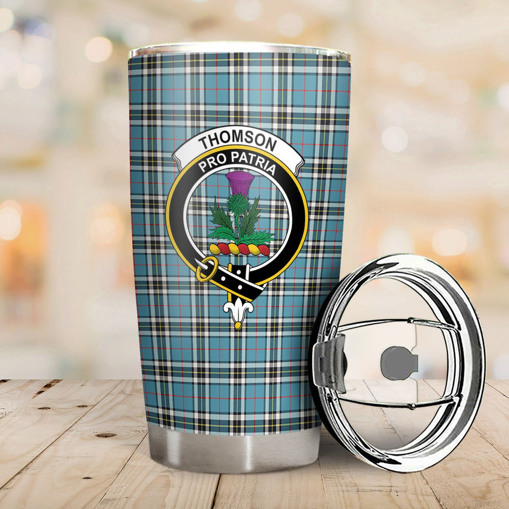 Clan Thomson Blue Tartan Crest Tumbler MI47 Clan Thomson Tartan Today   