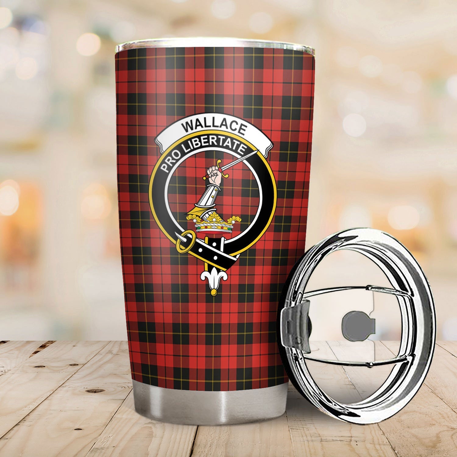Clan Wallace Weathered Tartan Crest Tumbler BS35 Clan Wallace Tartan Today   