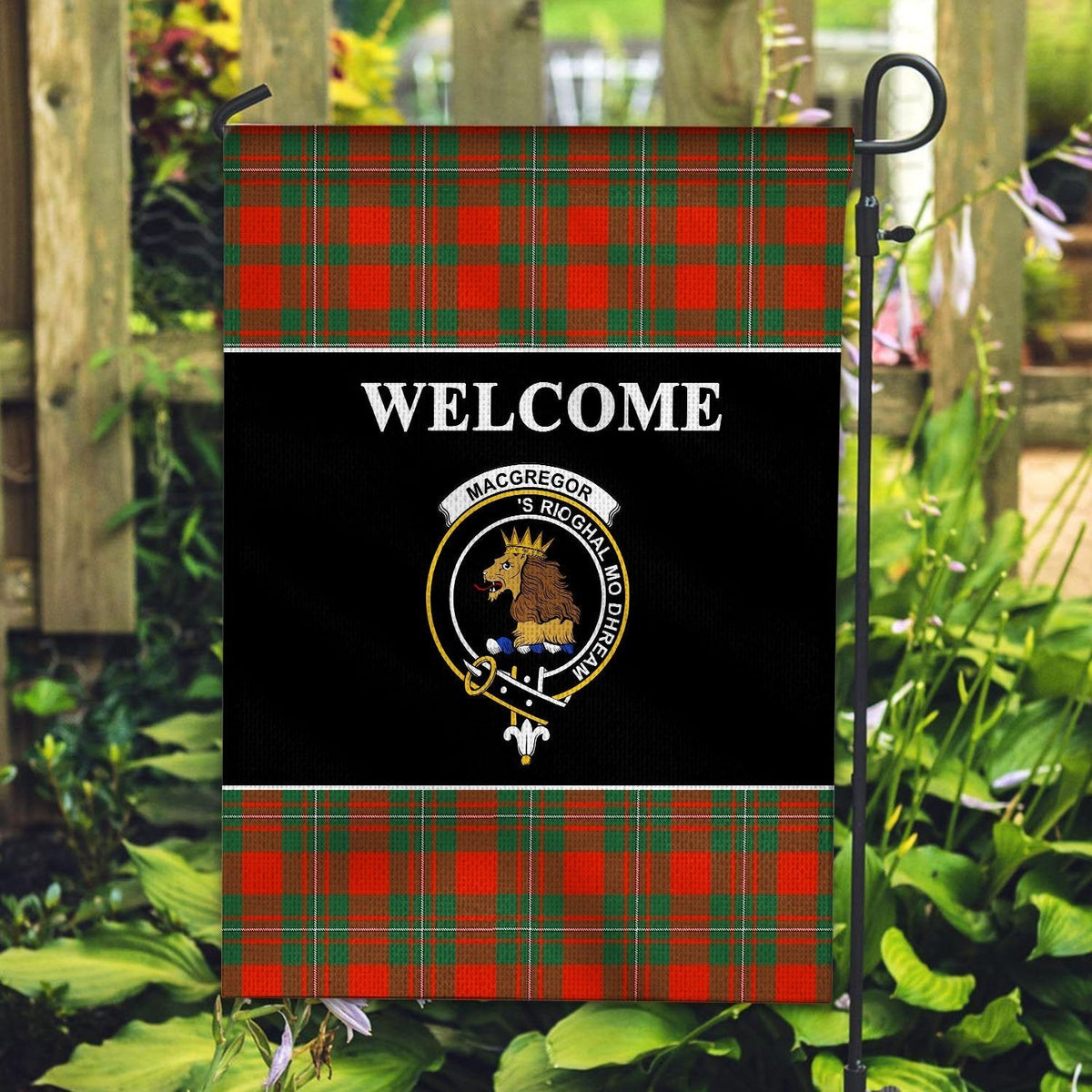 Clan MacGregor Tartan Crest Black Garden Flag JR74 Clan MacGregor Tartan Today   