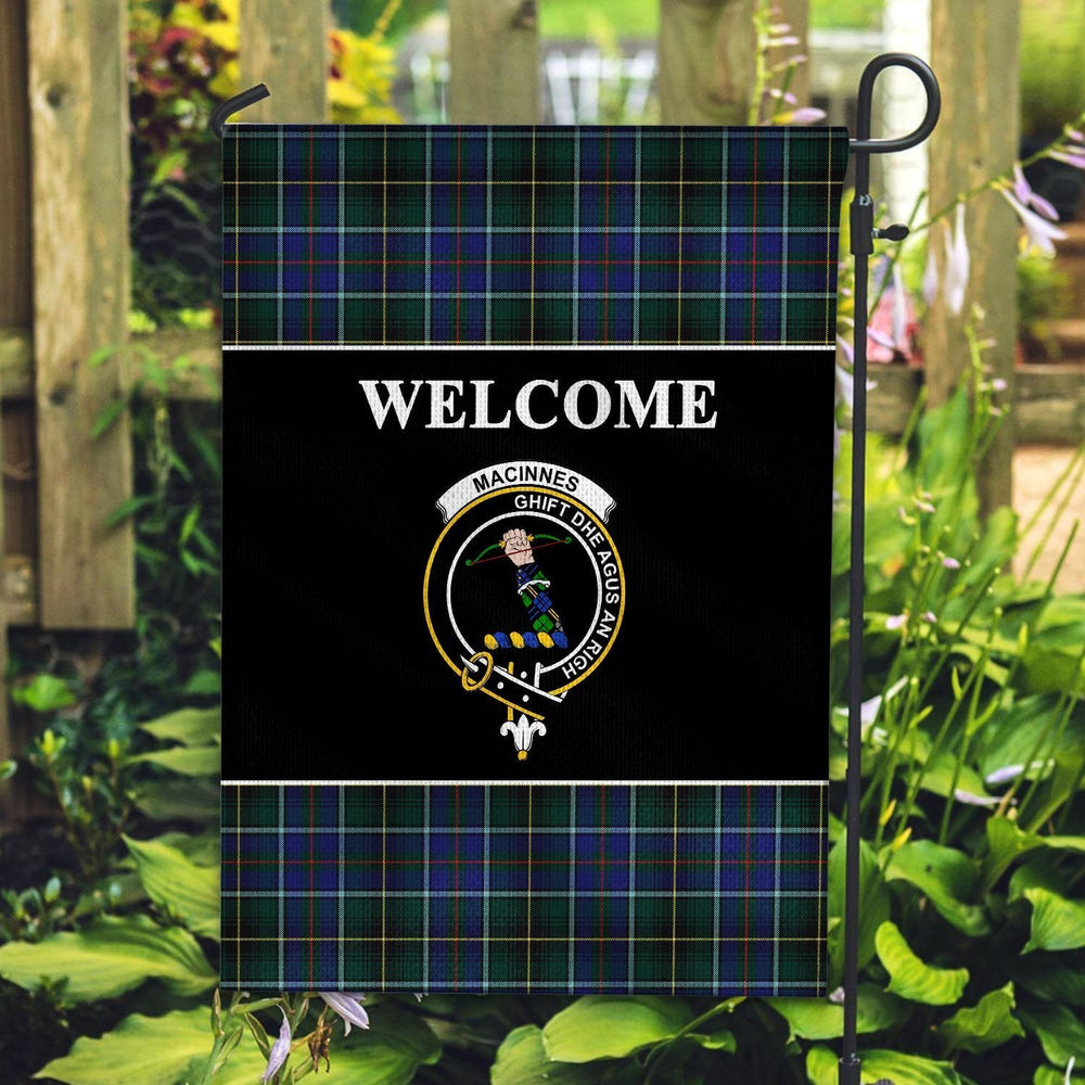 Clan MacInnes Tartan Crest Black Garden Flag SP77 Clan MacInnes Tartan Today   