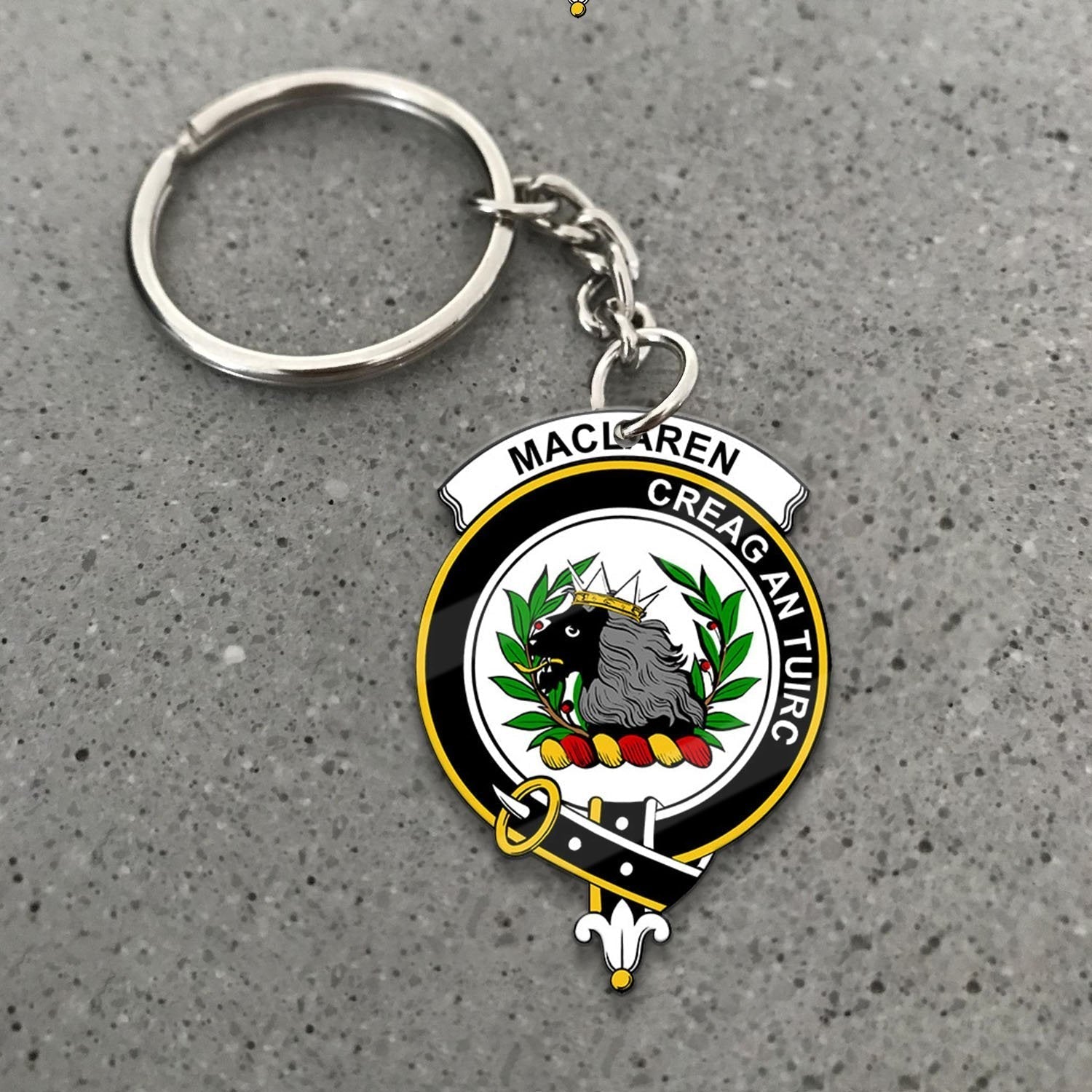 Clan MacLaren Tartan Crest Keychain LL25 Clan Hall Tartan Today   