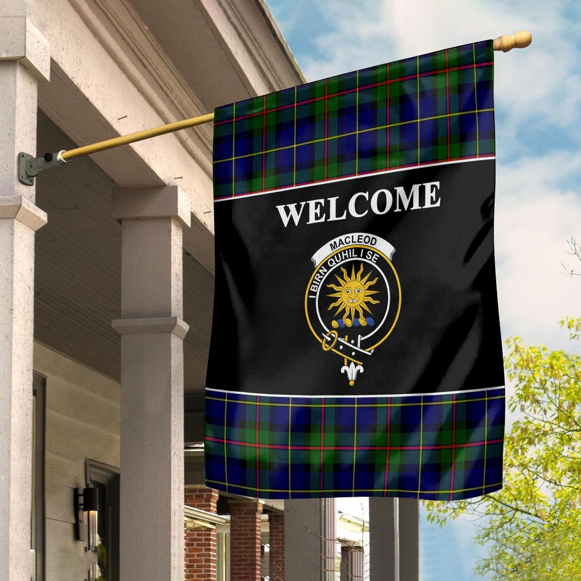 Clan MacLeod Tartan Crest Black Garden Flag YQ37 Clan Garden Tartan Today   