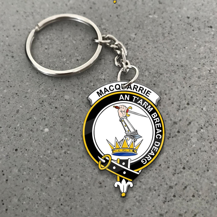 Clan MacQuarrie Tartan Crest Keychain