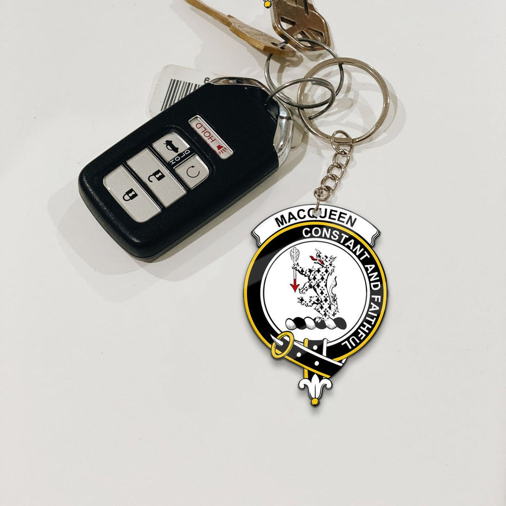 Clan MacQueen Tartan Crest Keychain VX48 Clan MacQueen Tartan Today   