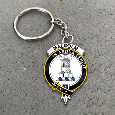 Clan Malcolm (or MacCallum) Tartan Crest Keychain