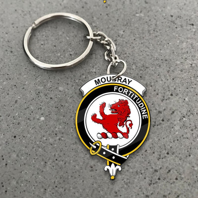 Clan Moubray Tartan Crest Keychain