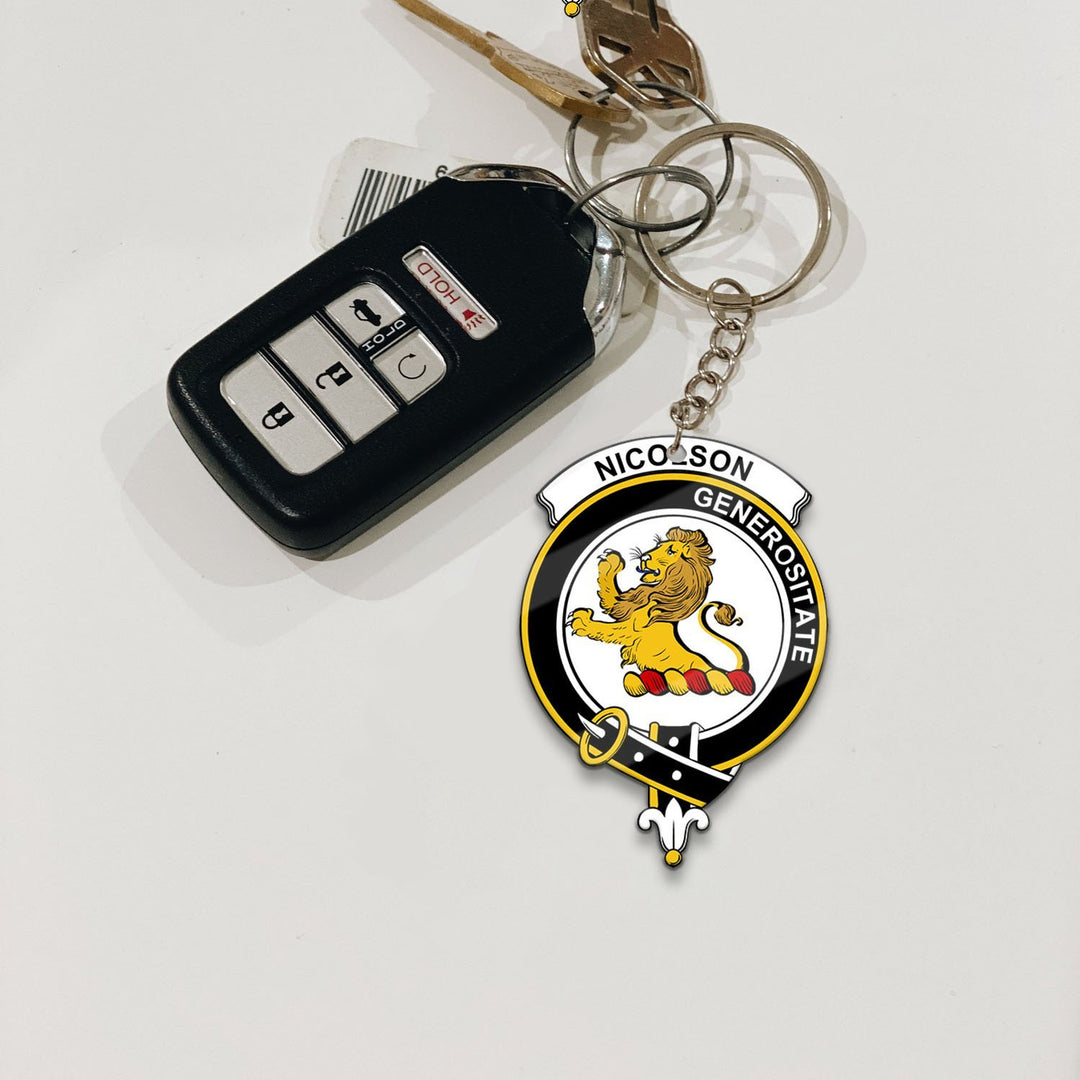 Clan Nicolson Tartan Crest Keychain BC51 Clan Nicolson Tartan Today   