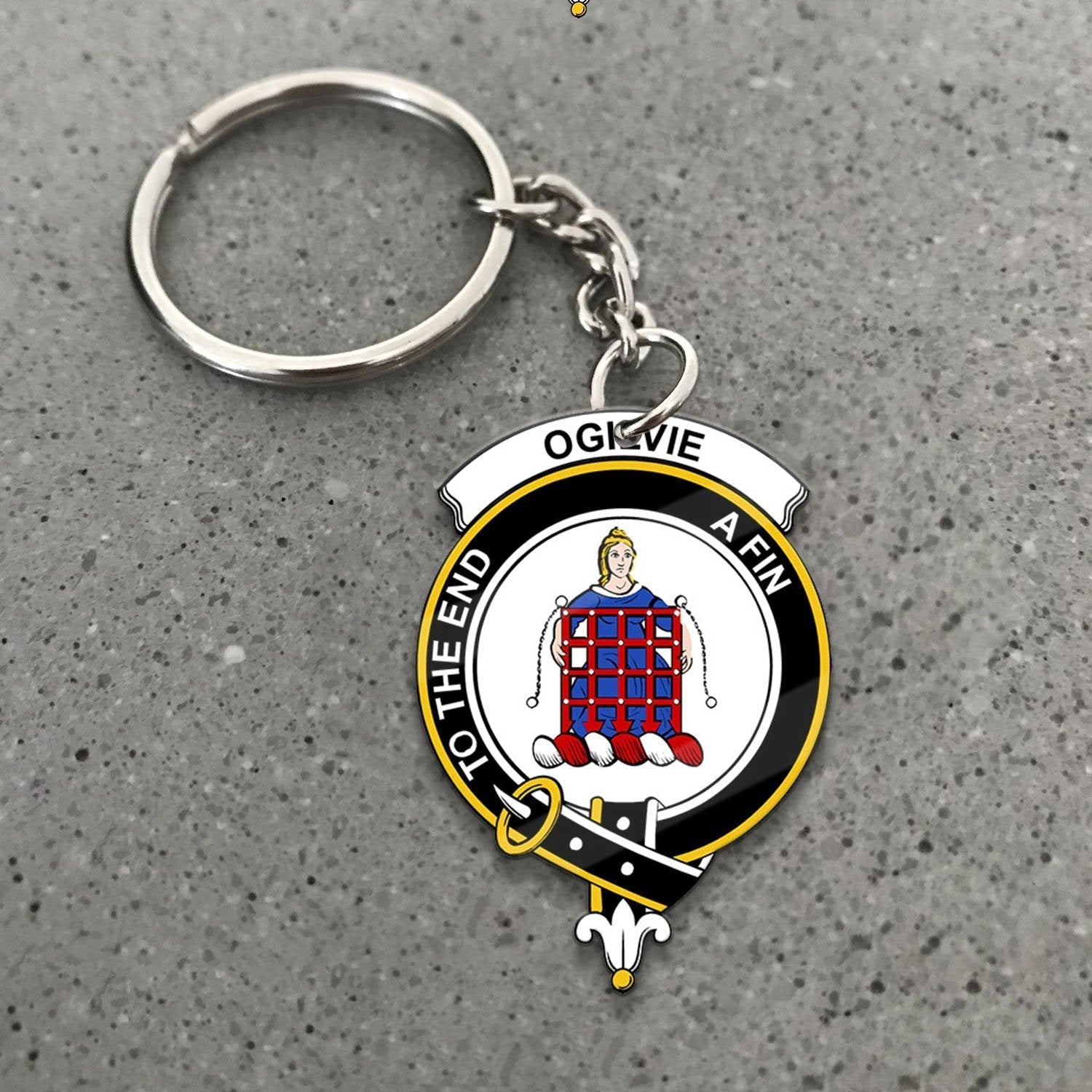 Clan Ogilvie Tartan Crest Keychain UV48 Clan Ogilvie Tartan Today   