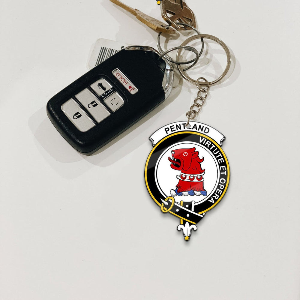 Clan Pentland Tartan Crest Keychain DH44 Clan Pentland Tartan Today   
