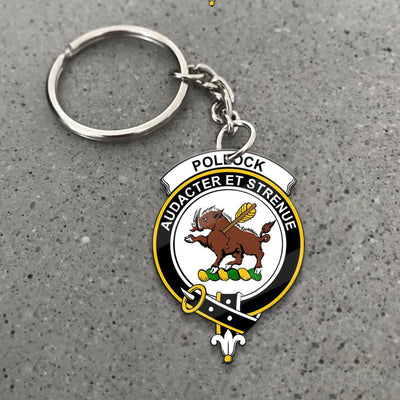 Clan Pollock Tartan Crest Keychain