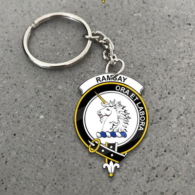 Clan Ramsay Tartan Crest Keychain