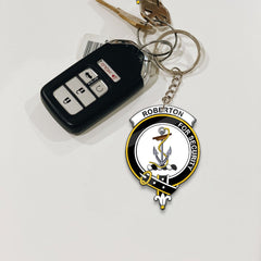 Clan Roberton Tartan Crest Keychain CT55 Clan Roberton Tartan Today   