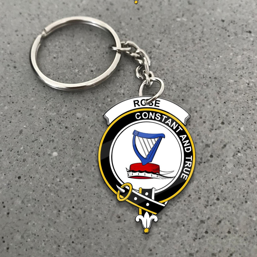 Clan Rose Tartan Crest Keychain