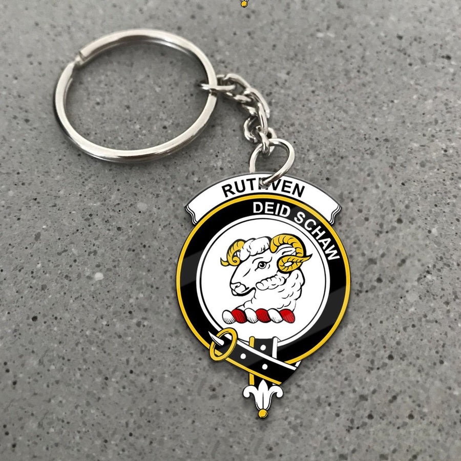 Clan Ruthven Tartan Crest Keychain