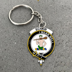 Clan Schaw (of Sauchie) Tartan Crest Keychain ZC18 Clan Hall Tartan Today   