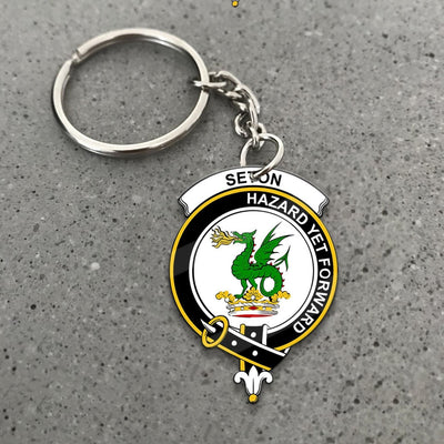 Clan Seton Tartan Crest Keychain ZX78