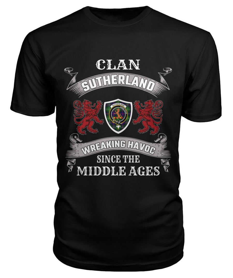 Clan Sutherland Family Tartan 2D T-shirt LZ23 Sutherland Tartan Clan Tartan T-Shirt Black S Sutherland Tartan Clan