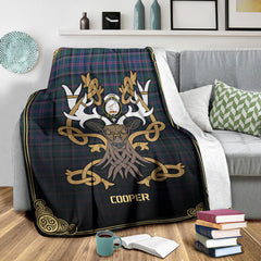 Clan Cooper Ancient Tartan Crest Premium Blanket Celtic Stag Style IF16 Clan Cooper Tartan Today   
