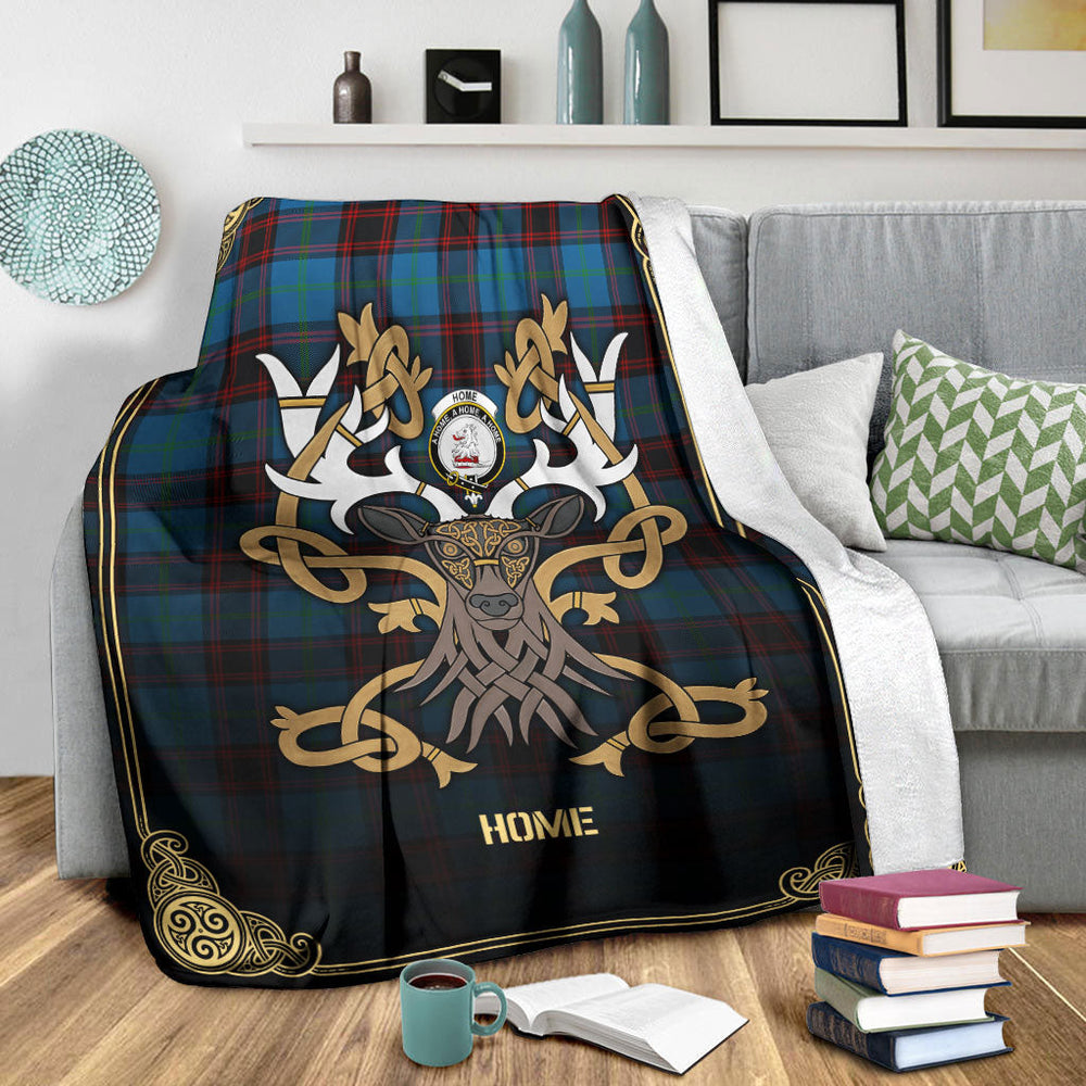 Clan Home Ancient Tartan Crest Premium Blanket Celtic Stag Style UG65 Clan Home/Hume Tartan Today   