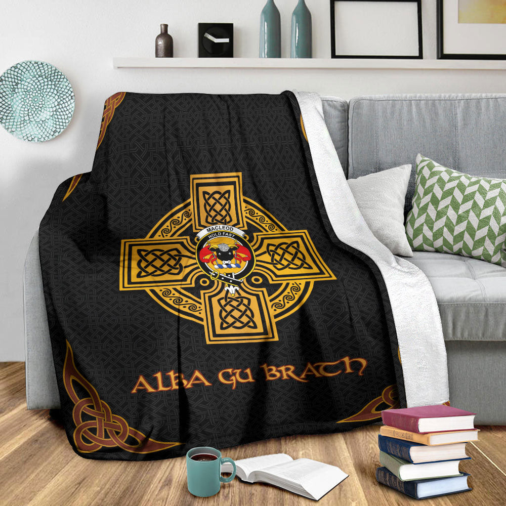 MacLeod of Harris Clan Crest Premium Blanket Black  Celtic Cross Style IM68 Clan Ross Tartan Today   