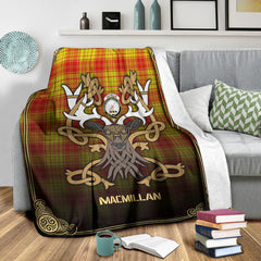 Clan MacMillan Tartan Crest Premium Blanket Celtic Stag Style YL90 Clan MacMillan Tartan Today   