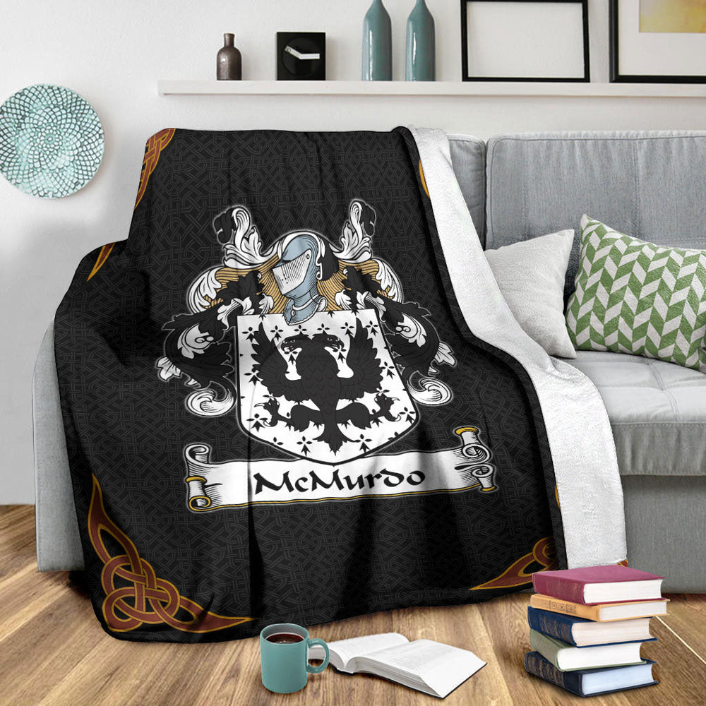 McMurdo Clan Crest Premium Blanket Black  Celtic Style NR78 Clan Hall Tartan Today   