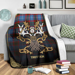 Clan Trotter Tartan Crest Premium Blanket Celtic Stag Style WR42 Clan Trotter Tartan Today   