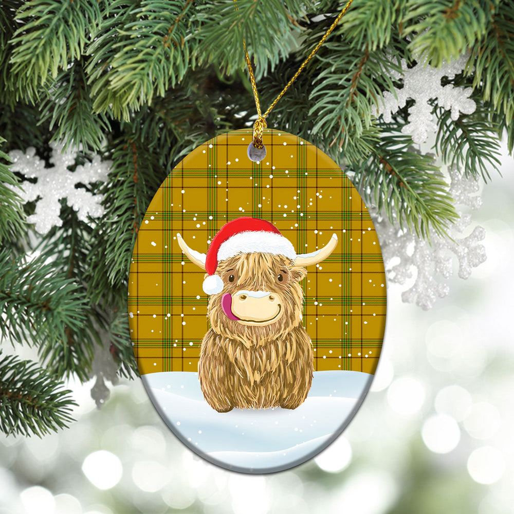 Clan Houston Tartan Christmas Ceramic Ornament Highland Cows Style EY12 Houston Tartan Tartan Ornament   