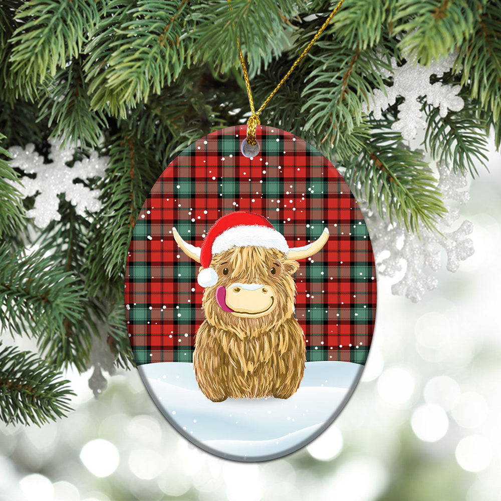 Clan Kerr Ancient Tartan Christmas Ceramic Ornament Highland Cows Style NY63 Kerr Ancient Tartan Tartan Ornament   