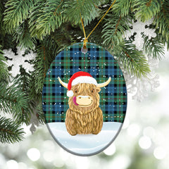 Clan MacEwan Ancient Tartan Christmas Ceramic Ornament Highland Cows Style MX68 MacEwan Ancient Tartan Tartan Ornament   