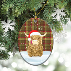 Clan MacMillan Old Weathered Tartan Christmas Ceramic Ornament Highland Cows Style XG28 MacMillan Old Weathered Tartan Tartan Ornament   
