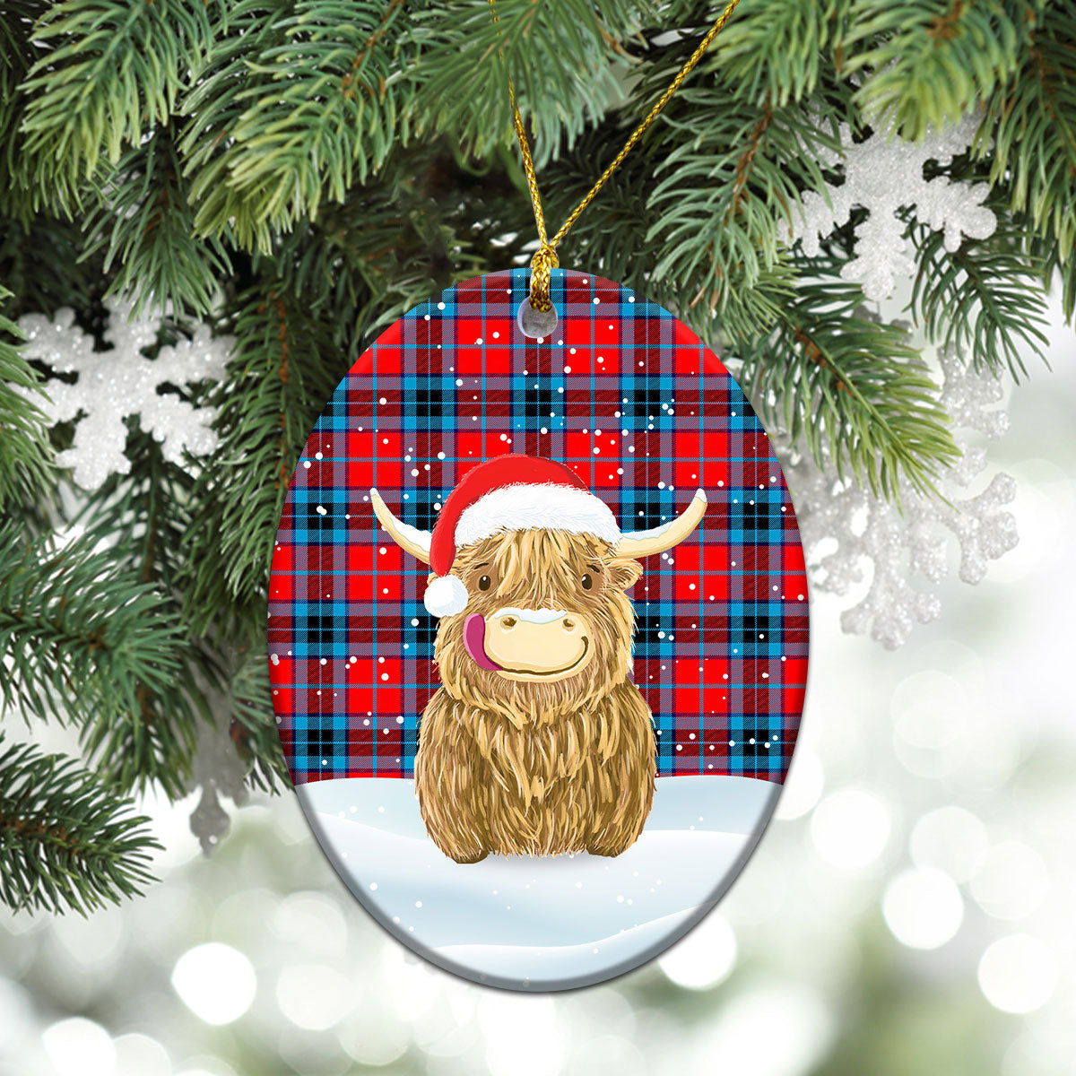 Clan MacTavish Modern Tartan Christmas Ceramic Ornament Highland Cows Style MP40 MacTavish Modern Tartan Tartan Ornament   