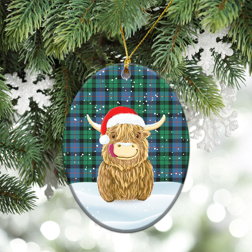 Clan Morrison Ancient Tartan Christmas Ceramic Ornament Highland Cows Style YC91 Morrison Ancient Tartan Tartan Ornament   