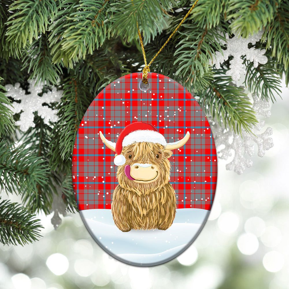 Clan Moubray Tartan Christmas Ceramic Ornament Highland Cows Style PR51 Moubray Tartan Tartan Ornament   