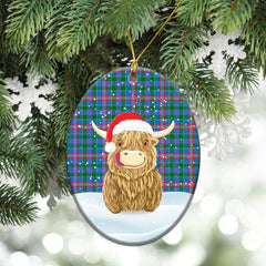 Clan Pitcairn Hunting Tartan Christmas Ceramic Ornament Highland Cows Style WT61 Pitcairn Hunting Tartan Tartan Ornament   