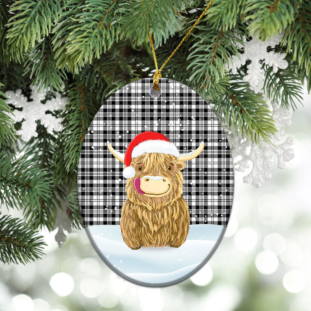 Clan Scott Black & White Modern Tartan Christmas Ceramic Ornament Highland Cows Style VX47 Clan Scott (Scott Tartan) Tartan Ornament   