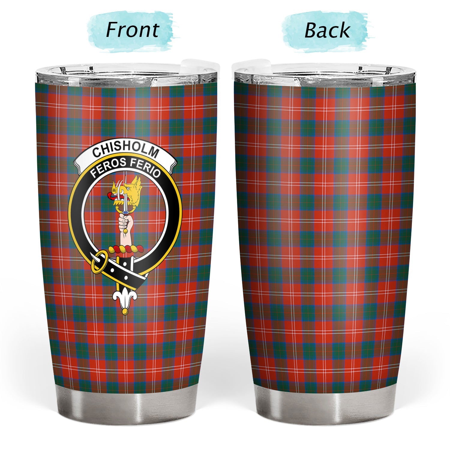 Clan Chisholm Ancient Tartan Crest Tumbler FP30 Clan Chisholm Tartan Today   