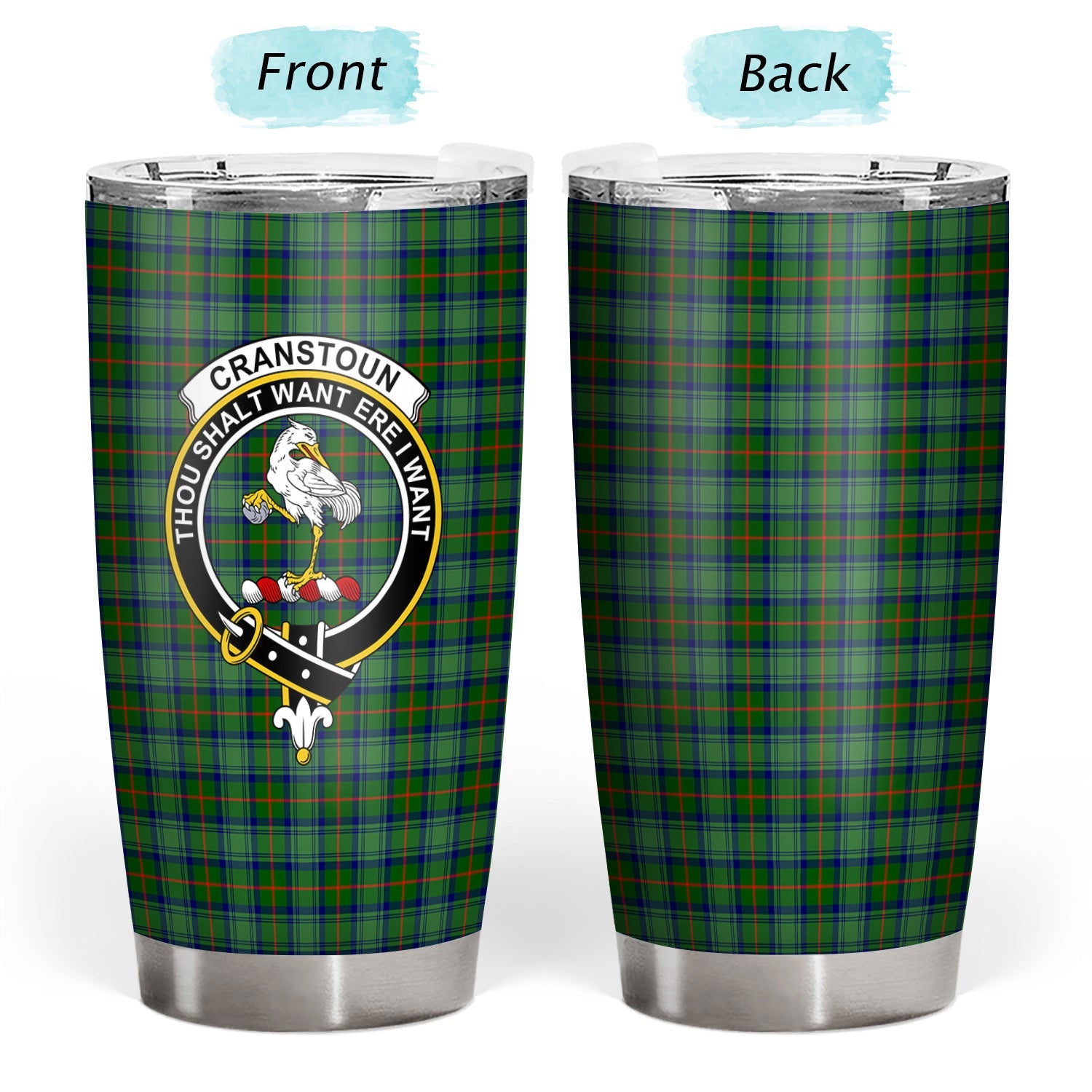 Clan Cranstoun Tartan Crest Tumbler AY24 Clan Cranstoun Tartan Today   