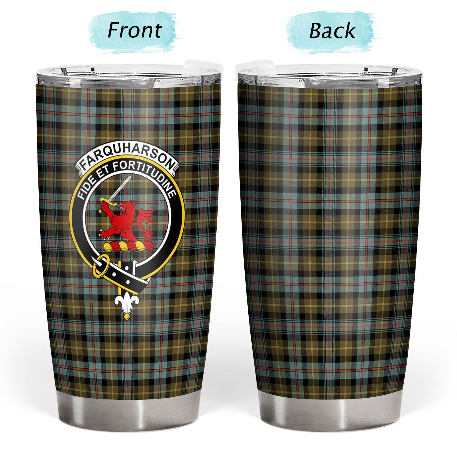 Clan Farquharson Weathered Tartan Crest Tumbler GI58 Clan Farquharson Tartan Today   