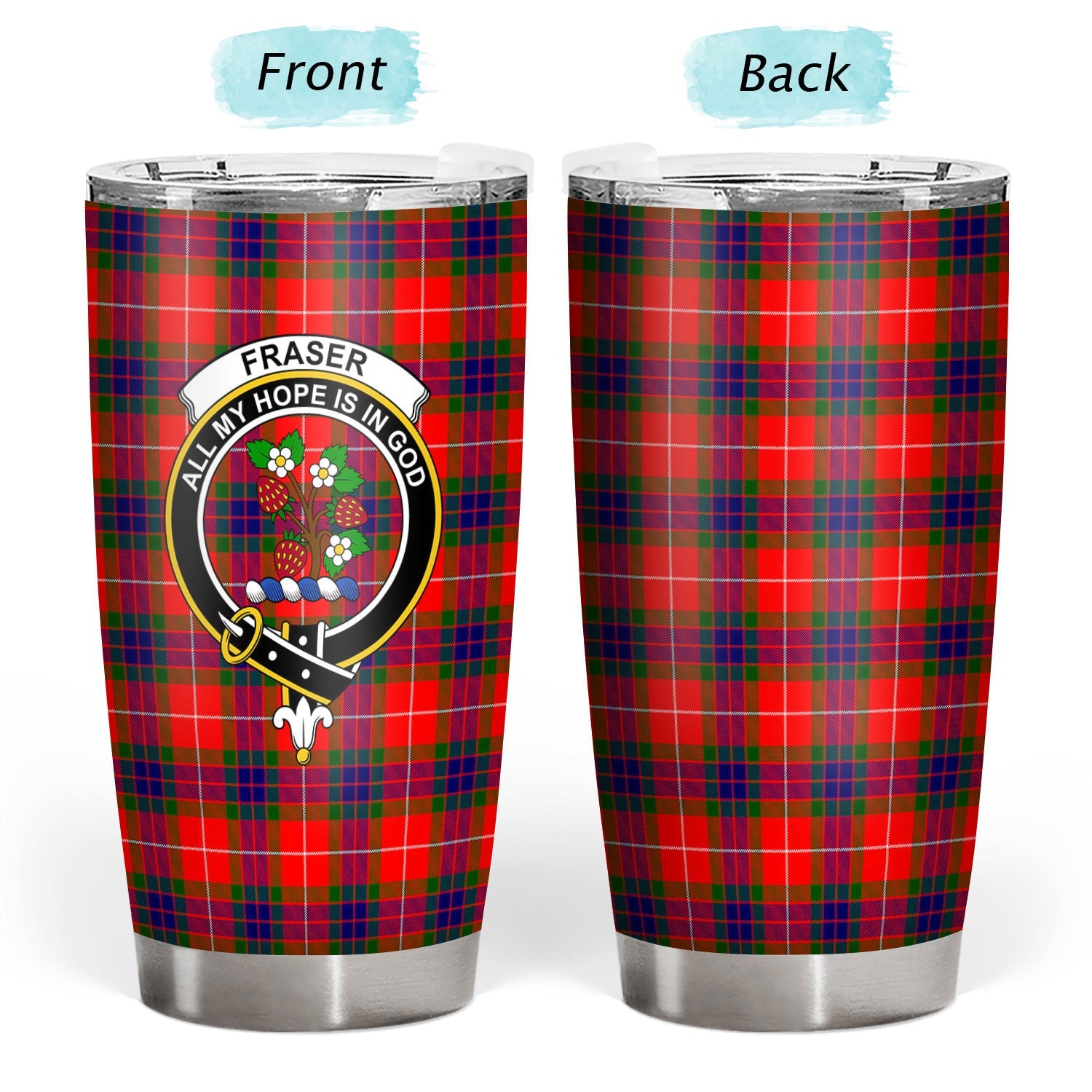 Clan Fraser Tartan Crest Tumbler OF27 Clan Fraser Tartan Today   