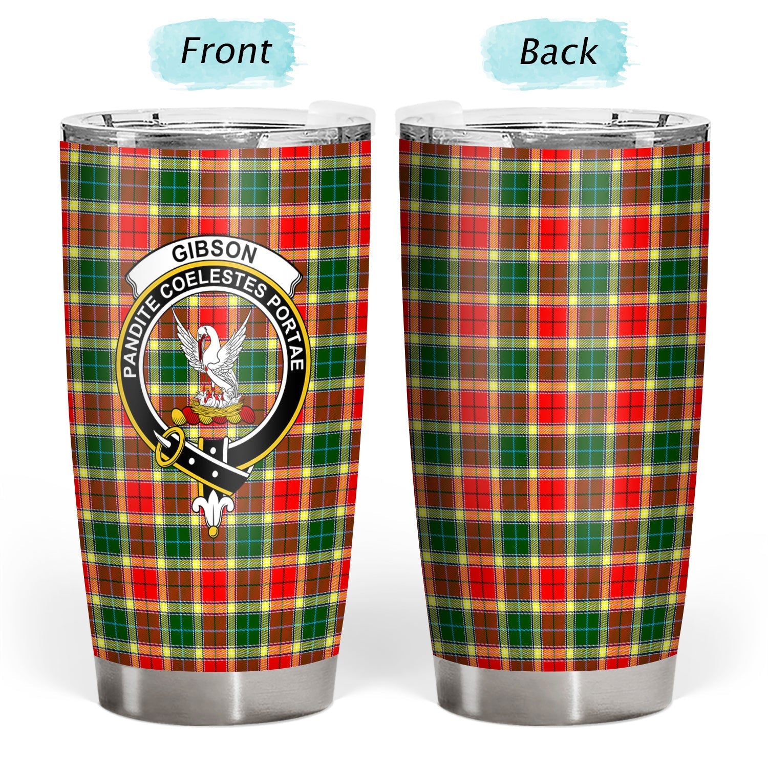 Clan Gibson Tartan Crest Tumbler JO87 Clan Hall Tartan Today   