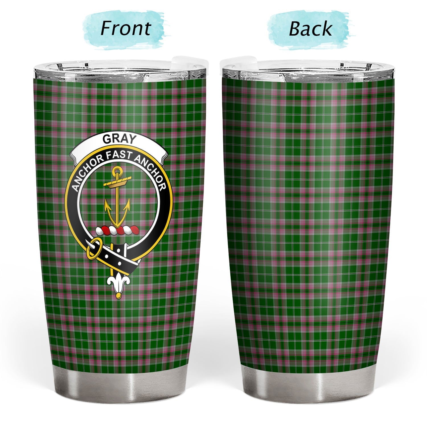 Clan Gray Hunting Tartan Crest Tumbler WB61 Clan Gray Tartan Today   